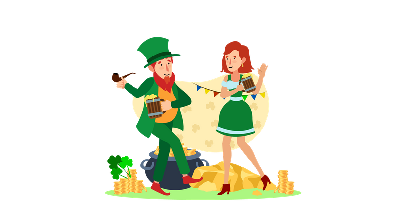 People celebrate St Patrick’s Day  Illustration