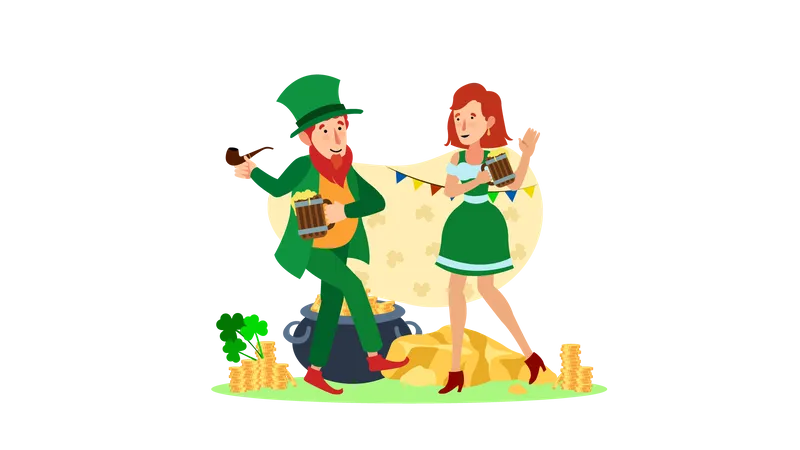 People celebrate St Patrick’s Day  Illustration