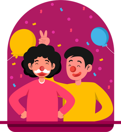 People celebrating april fool day  Illustration