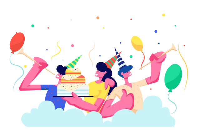 People celebrating birthday Illustration