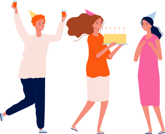 People celebrating birthday  Illustration