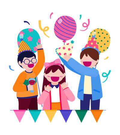 People celebrating birthday  Illustration