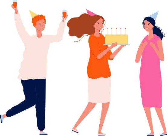 People celebrating birthday  Illustration