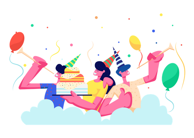 People celebrating birthday  Illustration