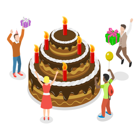 People celebrating birthday party  Illustration