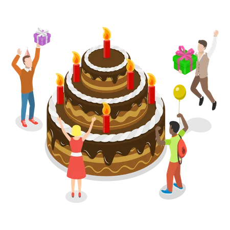 People celebrating birthday party  Illustration