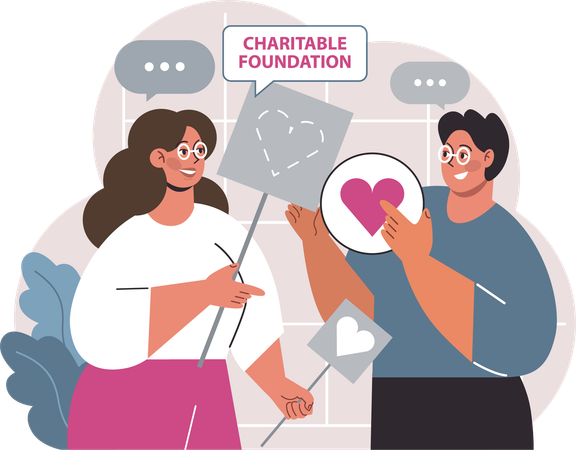 People celebrating charitable foundation  Illustration