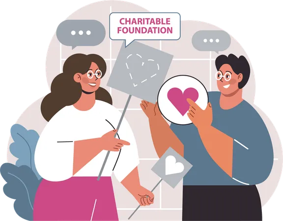 People celebrating charitable foundation  Illustration