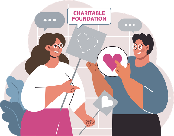 People celebrating charitable foundation  일러스트레이션