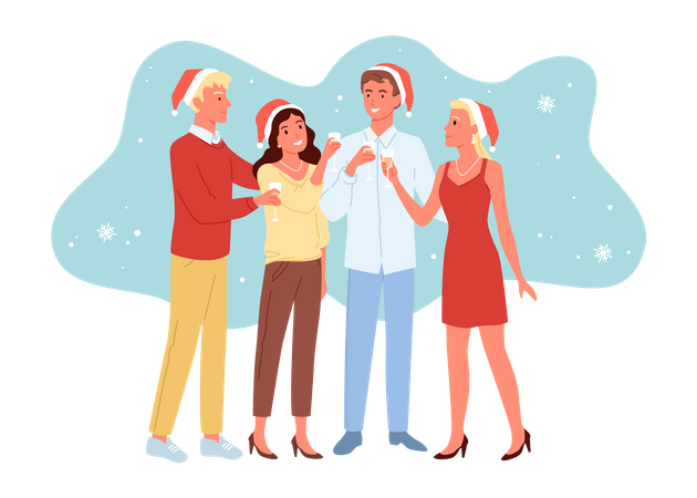 People celebrating christmas  Illustration