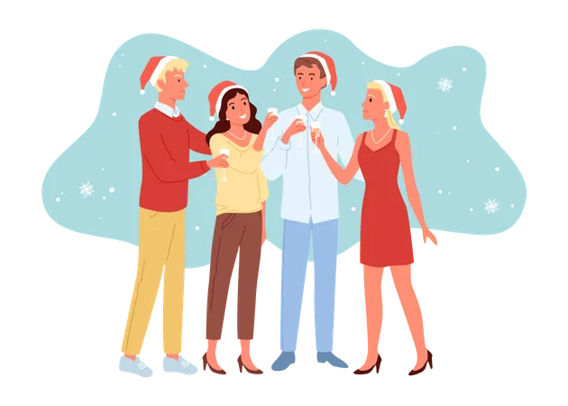 People celebrating christmas  Illustration