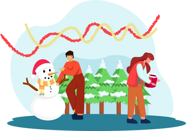 People celebrating christmas  Illustration