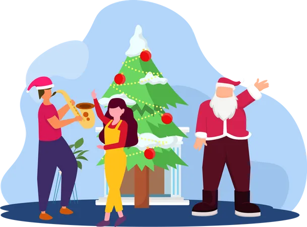 People celebrating christmas  Illustration