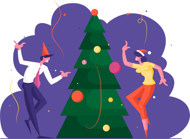 People celebrating christmas  Illustration