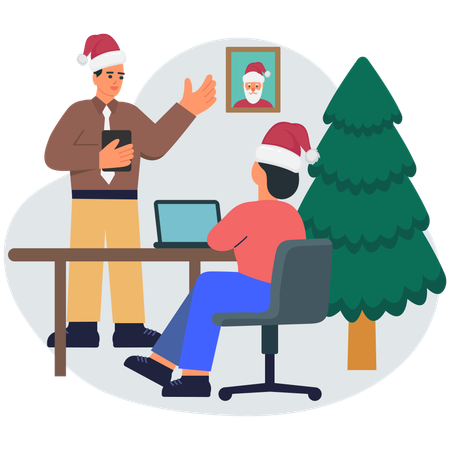 People celebrating christmas in office  Illustration