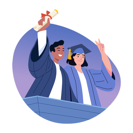 People celebrating commencement day  Illustration