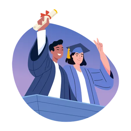 People celebrating commencement day  Illustration