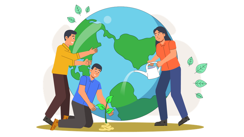 People celebrating earth day  Illustration