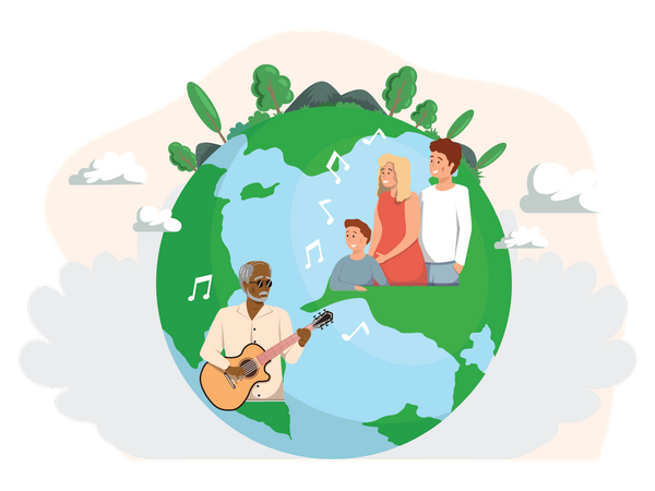 People celebrating earth day  Illustration