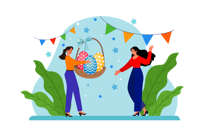 People celebrating Easter Day  Illustration