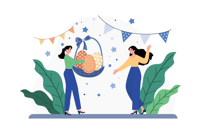 People celebrating Easter Day  Illustration