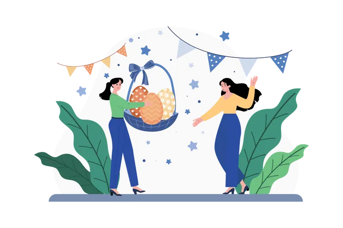 People celebrating Easter Day  Illustration