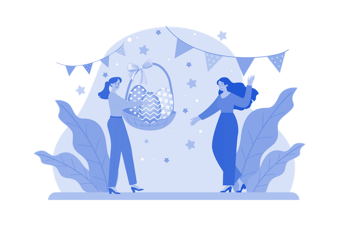 People celebrating Easter Day  Illustration