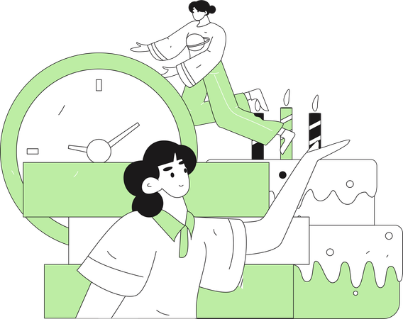 People celebrating event on time  Illustration