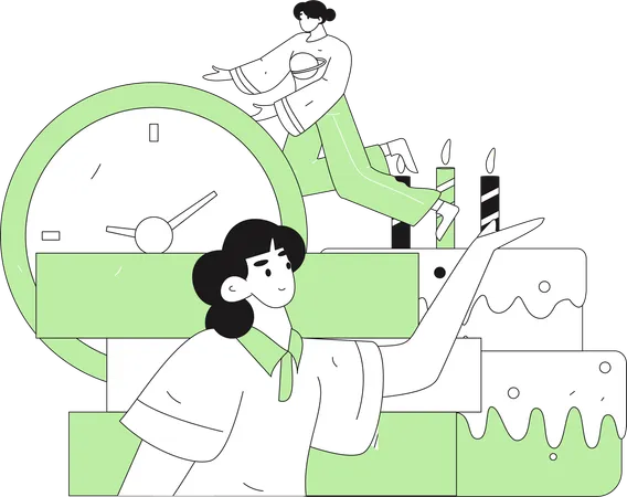 People celebrating event on time  Illustration