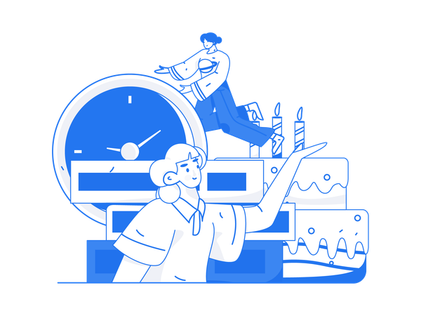 People celebrating event on time  Illustration