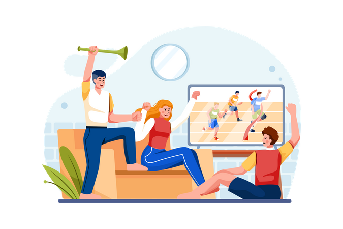 People celebrating from home  Illustration