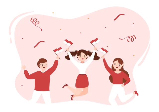 People celebrating Indonesia Independence Day  Illustration