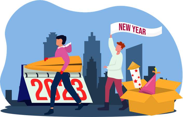 People celebrating new year 2023 Illustration