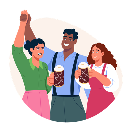People celebrating oktorberfest  Illustration