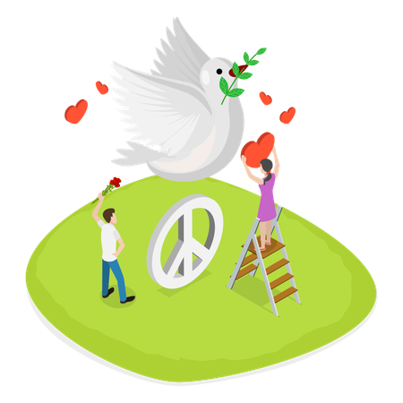 People celebrating Peace International Day  Illustration