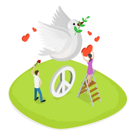 3 D Isometric Flat Vector Icon Of Peace International Day Calm And Harmony Illustration
