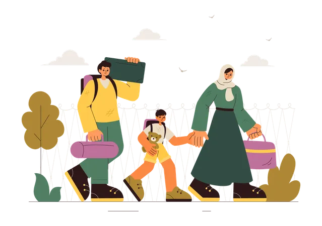 People celebrating refugee day  Illustration