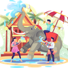 songkran festival elephant illustrations