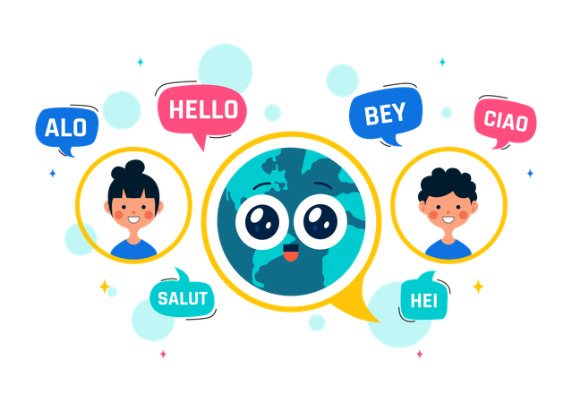 People celebrating translation day  Illustration