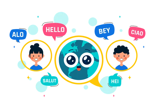 People celebrating translation day  Illustration