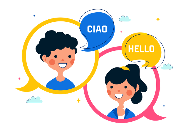 People celebrating translation day  Illustration