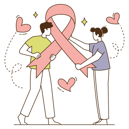 People celebrating World Cancer Day  Illustration