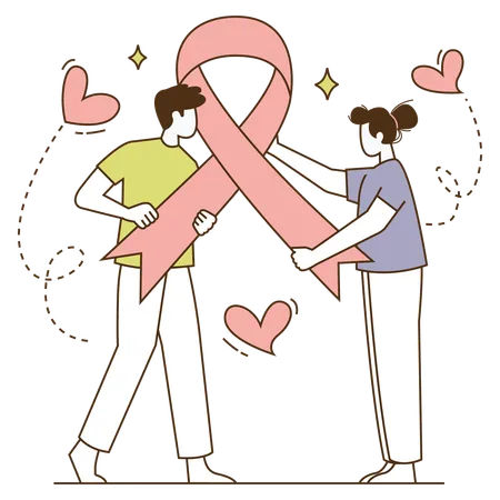 People celebrating World Cancer Day  Illustration