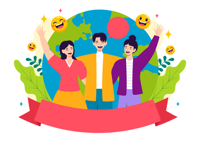 People celebrating World Laughter Day  Illustration