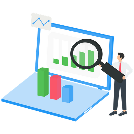 People Characters Analyzing Charts, Graphs,  Illustration