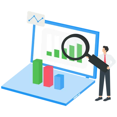 People Characters Analyzing Charts, Graphs,  Illustration