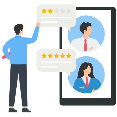 People characters give positive five star feedback  Illustration