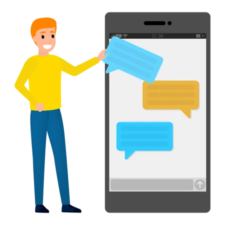 People chat using mobile phone and social network  Illustration