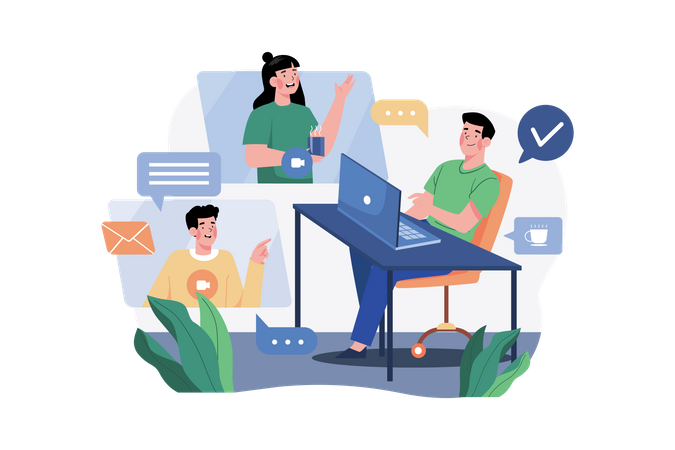 People chatting on a video call  Illustration