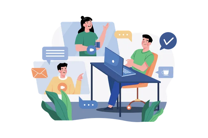 People chatting on a video call  Illustration